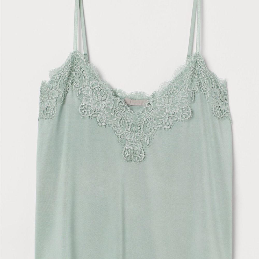 Y2K LACE CAMI TOP MINT GREEN SIZE XS - Picture 4 of 6